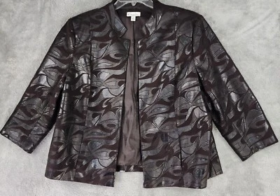 Chaqueta Kim Rogers Mujer Talla 16P Marrón Imitación Gamuza Frente Abierto Retro Negocios Foto 1 de 4