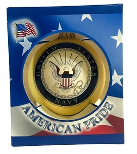 Gold Velvet 3 1/4” Ball With US Navy Logo And Hymn, New, Made In The U.S.A! - Picture 1 of 2