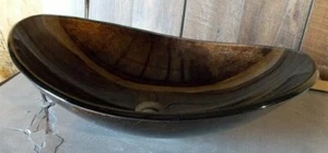 Eden Bath Canoe Shaped Red Copper Reflections Glass Vessel Sink (EB_GS40, D194) - Picture 1 of 4