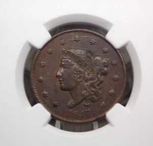 1837 Coronet Head Large Cent *Head of 1836* 1c N-4 Med Letters NGC XF45 BN #007 - Picture 1 of 6