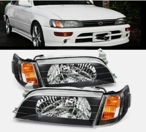 Front Black HeadLights Corner Lamp Light For Toyota Corolla AE100 Sedan 93-97 - Picture 1 of 11