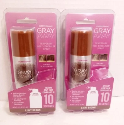 Everpro Beauty Spray de Cubierta de Raíz Temporal Gris Away 0.75oz Marrón Claro x 2 Foto 1 de 4