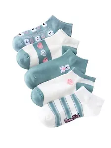 Women's 5 Pairs All Over Floral Print Cushioned Low Cut Ankle Socks Green and... - Picture 1 of 3