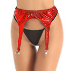 Us Women's Shiny Metallic Suspender Garter Belt Metal Clips Thigh High Stockings