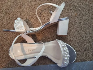 Wedding Ivory Satin And Pearl Bridal Sandals Size 6 - Picture 1 of 4