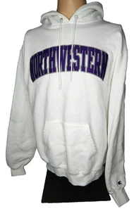 NORTHWESTERN UNIVERSITY WILDCATS white Champion hoodie hooded sweatshirt men's M - Picture 1 of 8