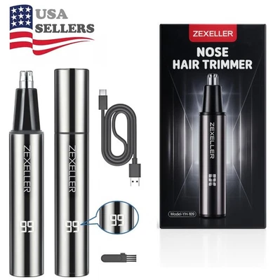 Ear and Nose Hair Trimmer with LED Display USB Rechargeable Water Resistant - Image 1 of 4