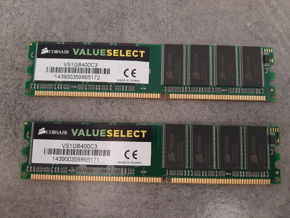 2x 1GB (2GB) RAM DDR1 400MHz PC3200 Corsair ValueSelect 🚩 NON TESTATA 🚩 - Immagine 1 di 2