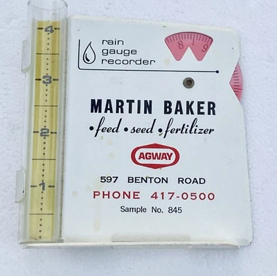 DE COLECCIÓN MARTIN BAKER FEED SEED FERTILIZANTE AGWAY PLUVIÓMETRO GRABADORA ¡EXCELENTE! Foto 1 de 4