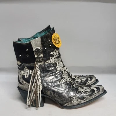 Corral Metallic Overlay Boot Black Womens Size 9.5M - Image 1 of 4