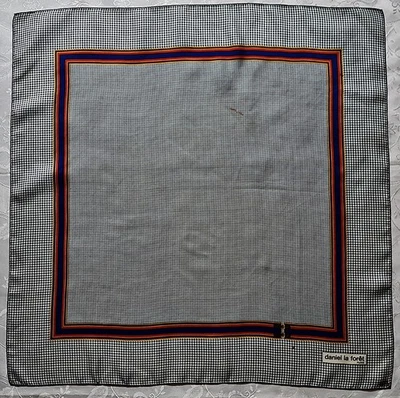 SCARF VINTAGE AUTHENTIC DANIEL LA FORET PARIS LOGO PLAID SILK 31"SQUARE SCARF - Image 1 of 4