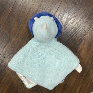 Parents Choice Blue Dinosaur Lovey Baby Dino Blanket Buddy Security Satin Back - Picture 1 of 7