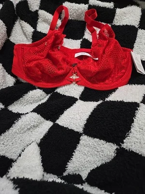 Auden Sheer Unlined Lace  Underwire Bra Red Size 38D Nwt - Image 1 of 4