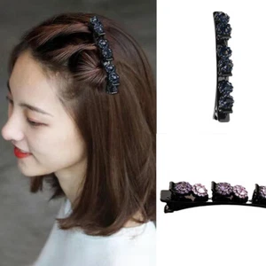 2024 Braided Barrettes Traceless Clip Hair Accessories Duckbill Clip Rhinestone - Picture 1 of 11