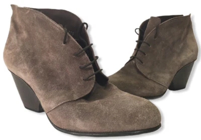 Coclico Gray Suede Lace Up Ankle Heels Boots Booties Women’s Size EU 37.5 US 7 - Image 1 of 4