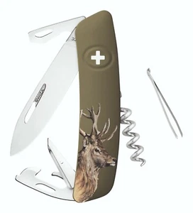 CUCHILLO DE BOLSILLO SWIZA D05 COLECCIÓN CAZA MULTIHERRAMIENTA con SIERRA/CIERVO ROJO ** NUEVO ** - Imagen 1 de 2