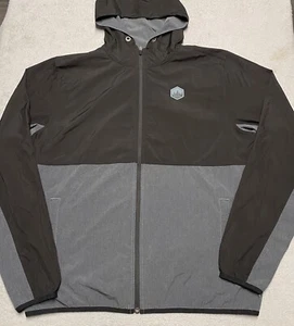 Swannies Jacke Herren Large schwarz Windbreaker Kapuze durchgehender Reißverschluss Performance Golf - Bild 1 von 8