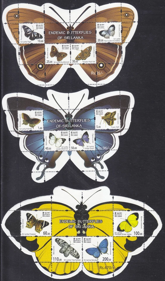 Sri Lanka New Issue 2022-12-01 (SS 214-216) Butterflies - Image 1 of 1