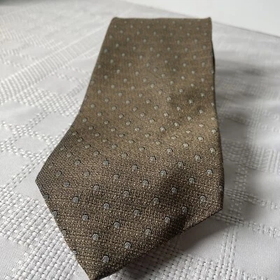 Corbata de seda marrón a lunares Geoffrey Beene vintage para hombre Foto 1 de 4