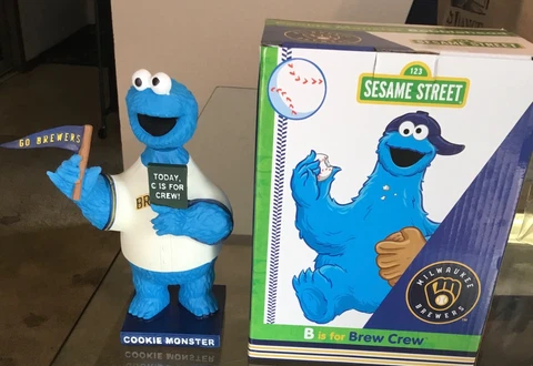 2023 Milwaukee  Brewers Cookie Monster Bobblehead Sesame Street Theme Night 7-8 Cover