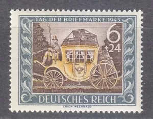Alemania 1943 MNH Mi 828 Sc B215 entrenador de correo. Día de estampilla. Historia postal ** - Imagen 1 de 2