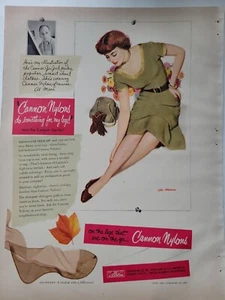1950 womens Cannon Nylons stockings hosiery redhead legs AL Moore vintage art ad - Picture 1 of 1