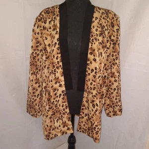 Star Style Women's Slouchy Blazer Jacket Size 1X Animal Print Shoulder Pads 1X - Picture 1 of 9