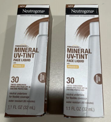 Paquete de 2 líquidos faciales Neutrogena Purescreen + tinte UV mineral SPF30 de profundidad media 1,1 oz Foto 1 de 2