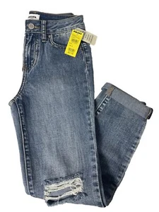 RSQ Girlfriend Destruction Stretch Jeans Med Wash Size 8 NWT Youth - Picture 1 of 11