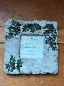 Papal Giftware Natural Impressions Gray Resin w Green & Red Holly Leaves & Berri - Picture 1 of 6