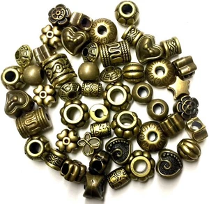 50x Vintage Gold & Bronze European Style Large Hole Acrylic Beads - Picture 1 of 3