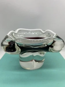 Vintage Czech Chribska Glass Bowl/Vase Joseph Hospodka Purple White Clear - Picture 1 of 13