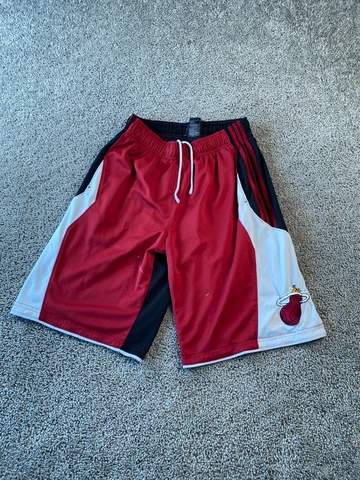 Miami Heat Shorts Mens Large Red Black NBA Basketball Adidas Drawstring FLAW Cover