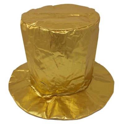 Adult Shiny Gold Top Hat ~ HALLOWEEN, MARDI GRAS, NEW YEAR'S, BIRTHDAY, PARTY - Image 1 of 2