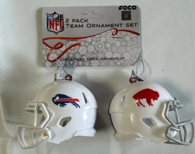 FOREVER COLLECTIBLES Buffalo Bills Helmet - 2 pack - Plastic Christmas Tree Holiday Ornament Logo