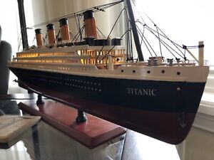 Ships Early Nov 24" LED RMS Titanic Wooden Model Ship Inch Warm Light ASSEMBLED