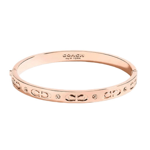 Bracciale Coach Firmato Cerniera Oro Rosa Donna Causale Strass Bracciale Nuovo