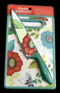 8" Stainless Steel Chef Knife, Sheath + Cutting Board, Floral Design  - Picture 1 of 5