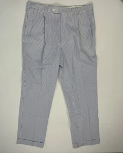 Nautica Seersucker Pants Men’s 36x32 Cuffed Modern Vacation Classic Blue White - Picture 1 of 14