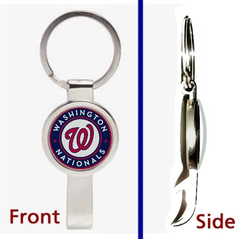 Washington Nationals Pennant or Keychain silver tone secret bottle opener Cover