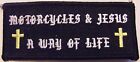 MOTORCYCLES AND JESUS - A WAY OF LIFE - CHRISTIAN PATCH WITH GOLD CROSSES