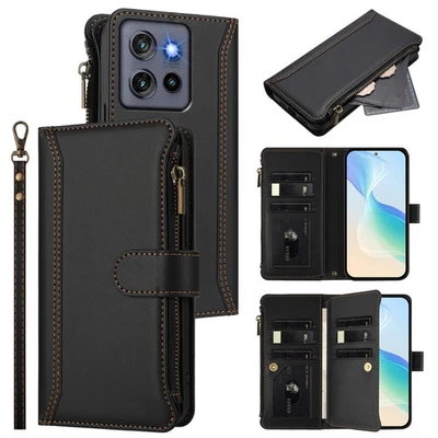 Leather Zipper Crossbody Flip Wallet Case For Moto G Stylus 5G (2025)/G Power  - Image 1 of 4