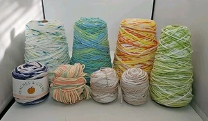 3+ Pfund Pfirsiche & Creme Baumwolle Garn Mischung Färben Menge 8 einige gebraucht LESEN - Bild 1 von 11