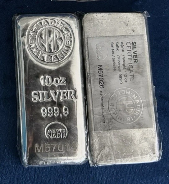 Barras de plata fina 999,9 de 10 oz con certificado de autenticidad Foto 1 de 1