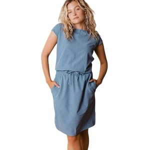 Albion Women's Going Places Dress Cap Sleeve Elastic Waist Blue Size Medium - Picture 1 of 13