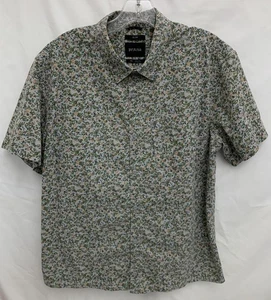 Herren prAna Slim Fit Stimmersee olivgrün grau Blumen Knopfleiste Hemd L - Bild 1 von 6