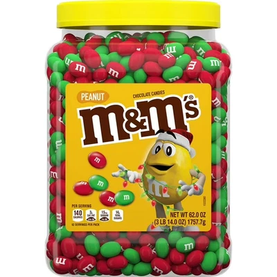 M&M'S Christmas Peanut Milk Chocolate Candy, 62 oz. FREE SHIPPING - Image 1 of 4