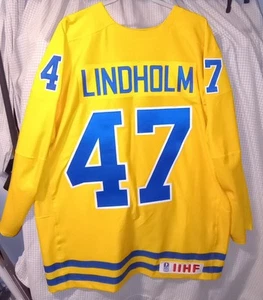 Sweden IIHF World Championship Nike Hockey Jersey Lindholm Mens Boston Bruins - Picture 1 of 2