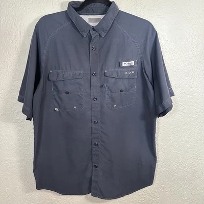 Camisa COLUMBIA PFG Omni-Sombra GRIS Ligera VENTILADA Pesca Senderismo BOTÓN-UP M Foto 1 de 4