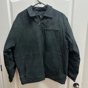 St. John's Bay Faux Suede Black Jacket Mens Sz M Medium Full Zipper - Picture 1 of 14